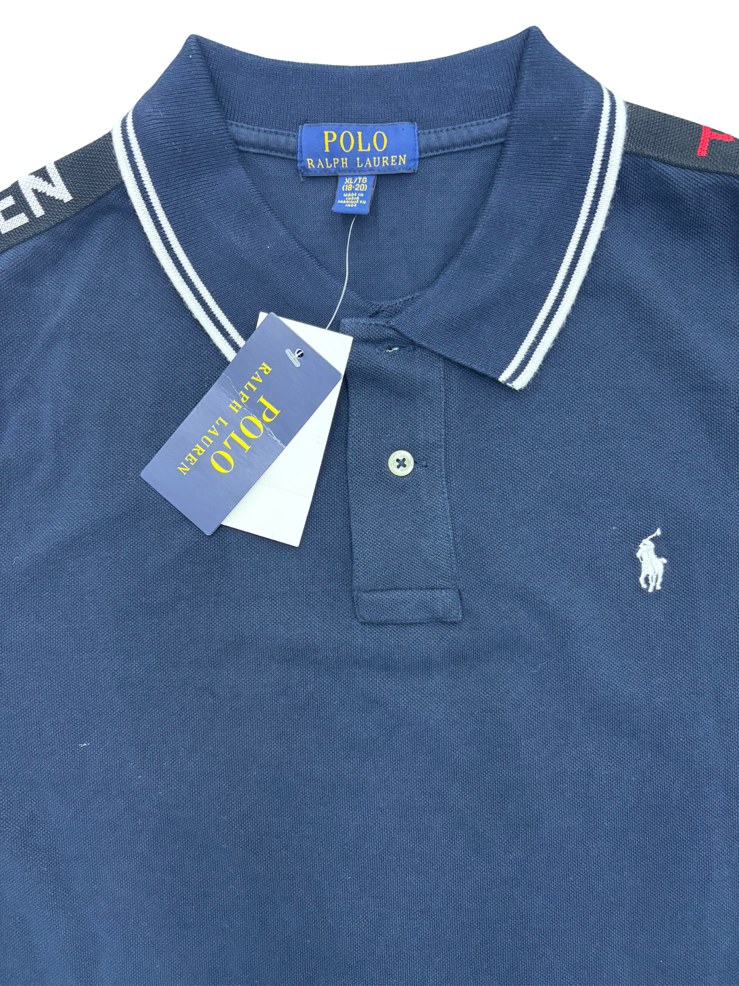 Ralph Lauren Taped Shoulder Polo TShirt - Navy Blue - S | New With Tag