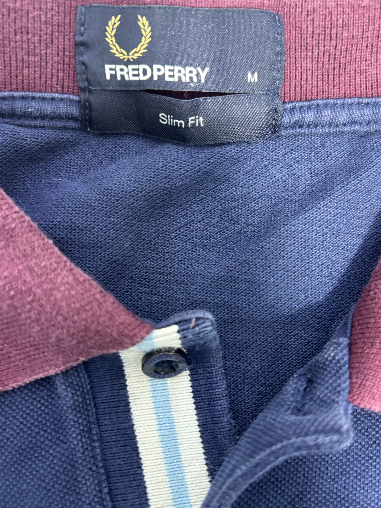 Fred Perry Slim Fit Navy Blue Polo - S