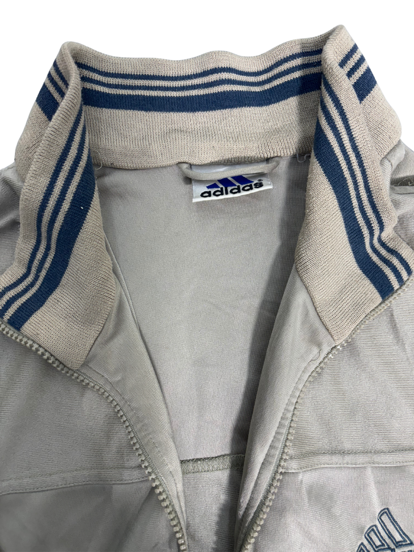 Adidas Retro Track Jacket - Light Grey with Navy Trim - XL