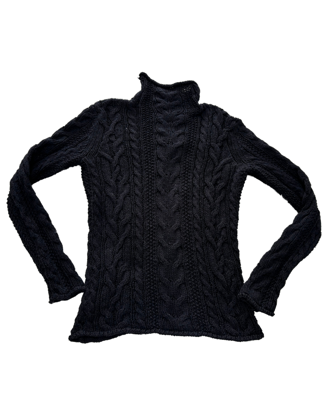Lauren by Ralph Lauren - Black Cable Knit Sweater - S