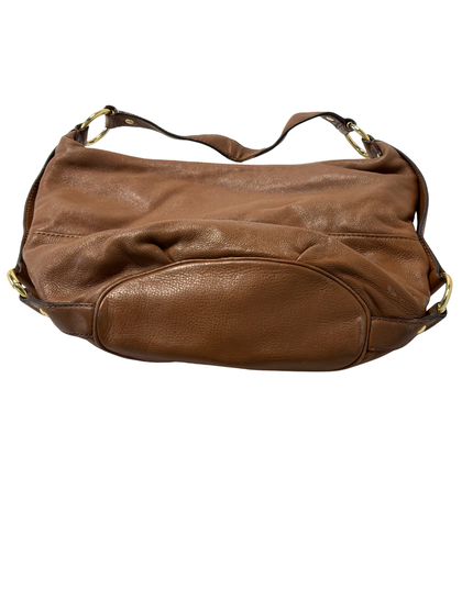Michael Kors Brown Pebbled Leather MK Logo & Gold Rings Slouchy Hobo Bag