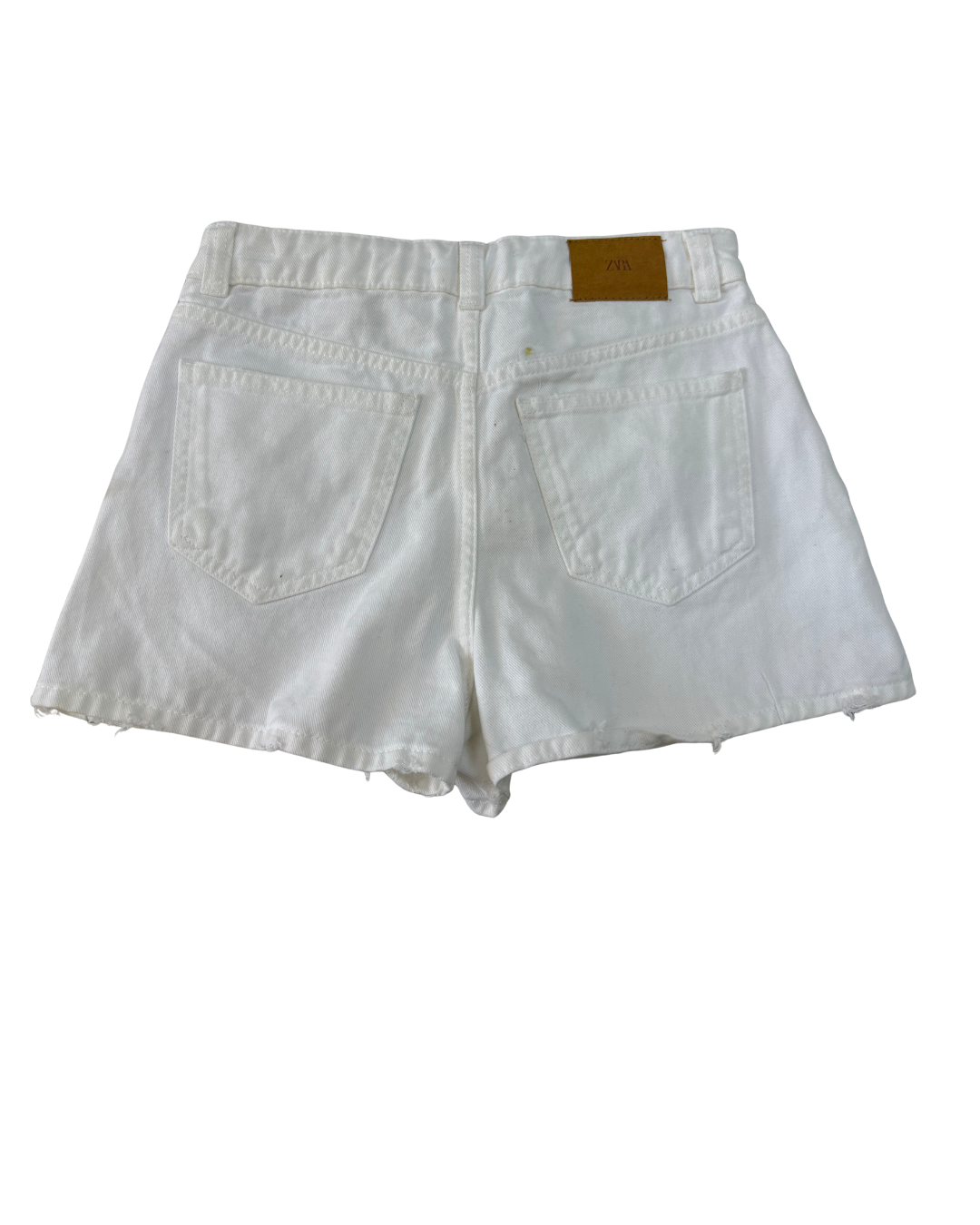 Zara White Distressed Denim Mini Skirt - S