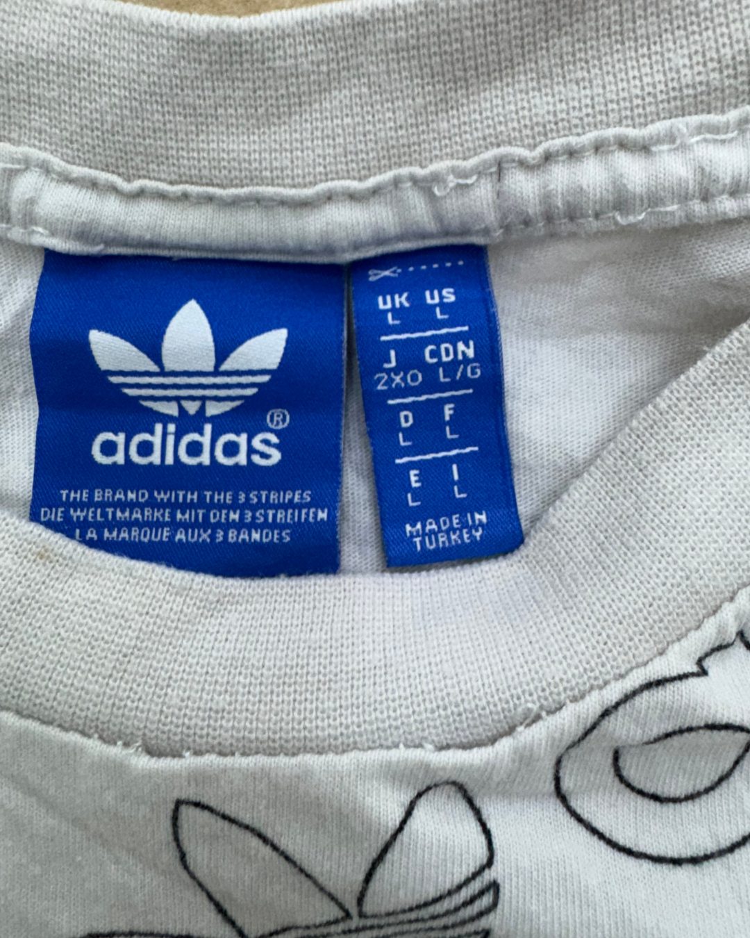 Adidas Printed White Tee - M