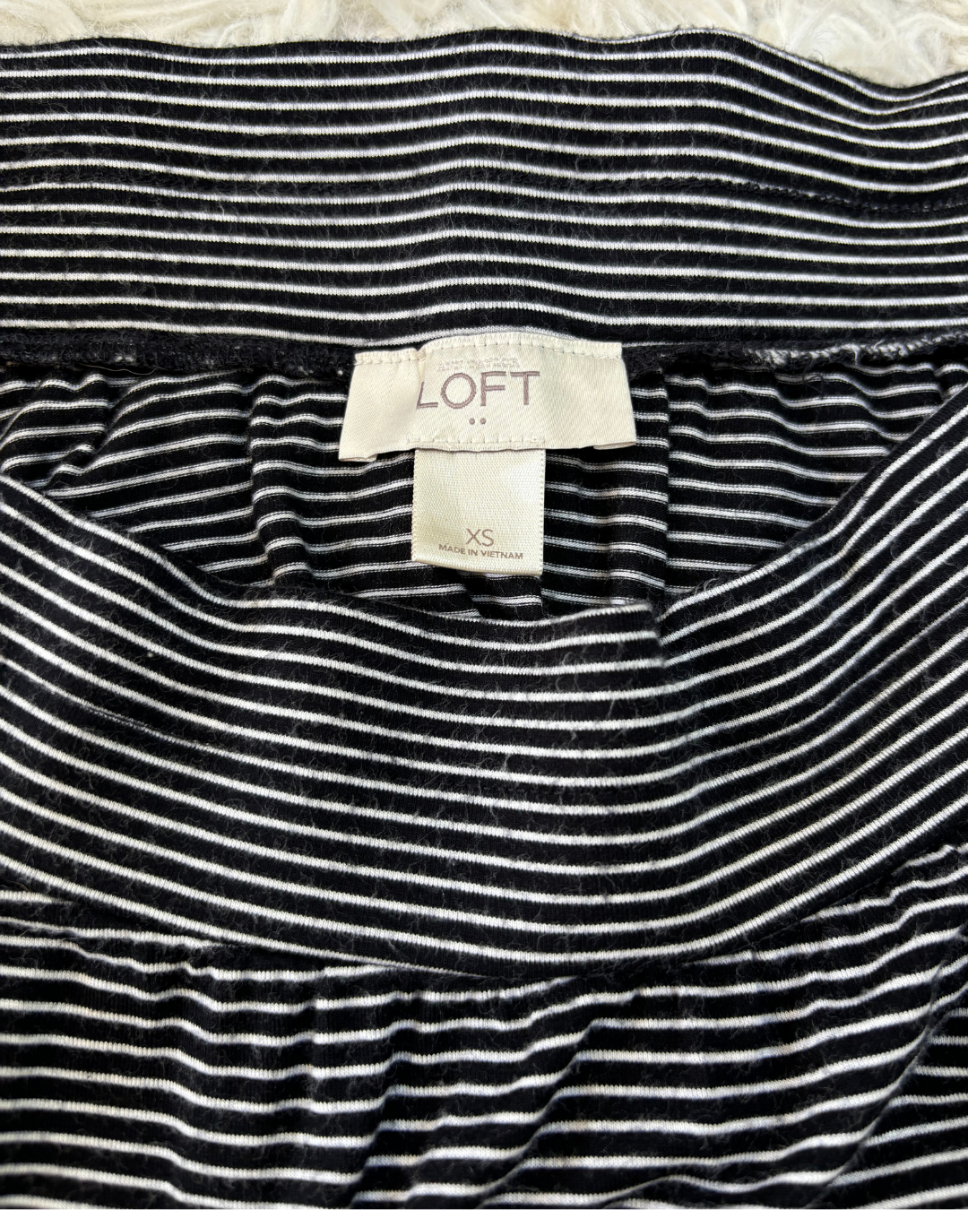 Loft Black & White Striped Flowy Skirt - S