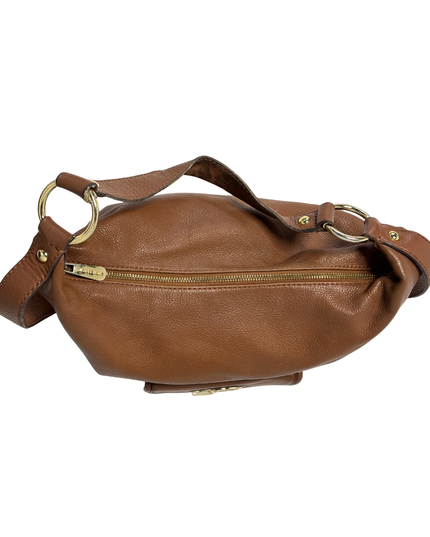 Michael Kors Brown Pebbled Leather Fulton Large MK Logo Slouchy Hobo Bag