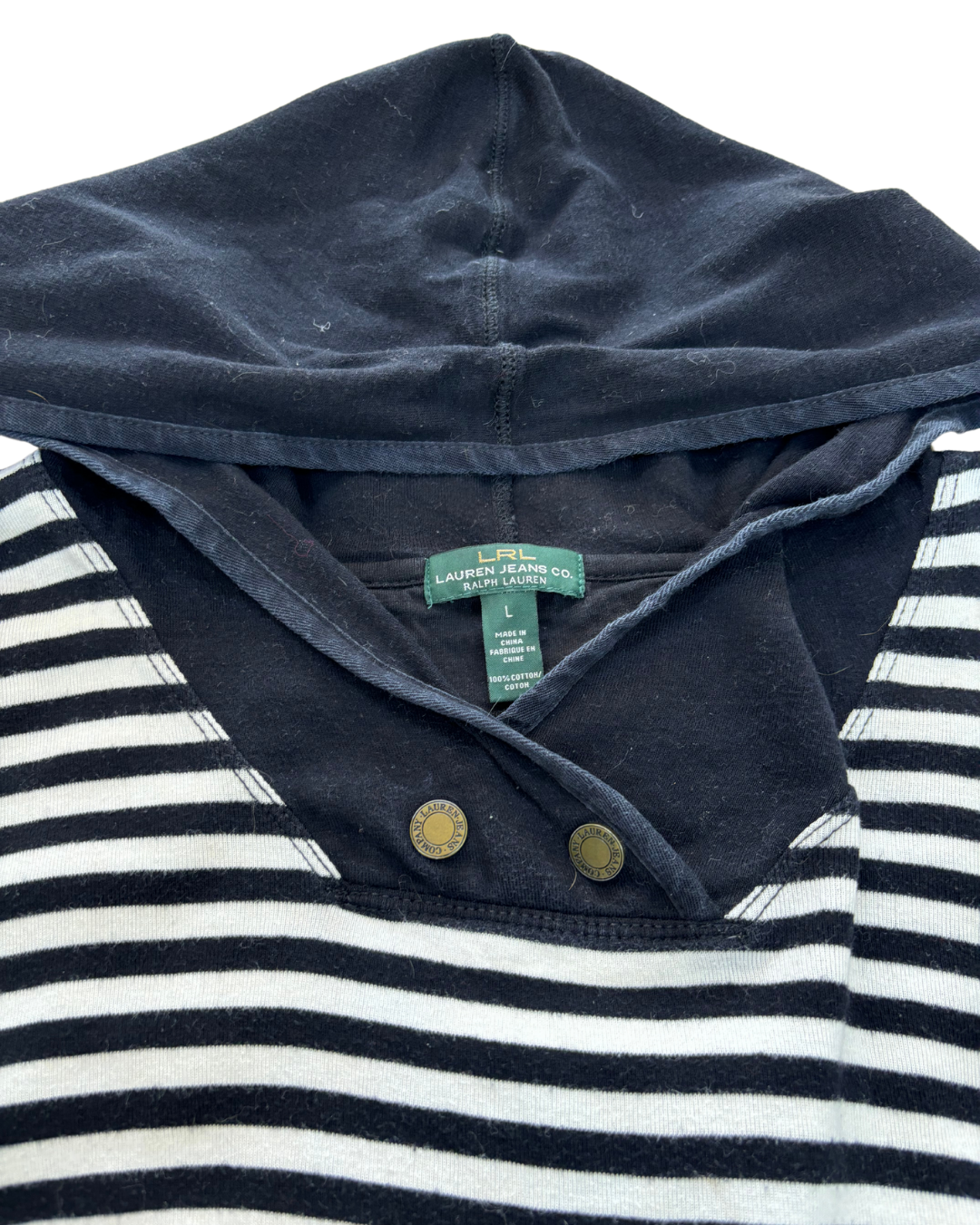 Lauren by Ralph Lauren - Hoodie Striped Black & White - L