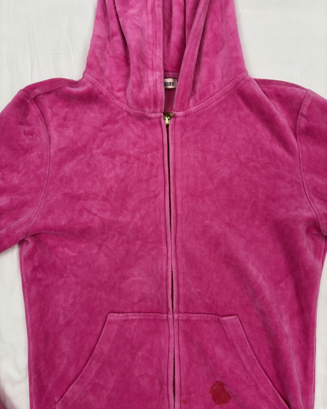 Juicy Couture Hot Pink Velour Studded Crest Zip-Up Hoodie - XS