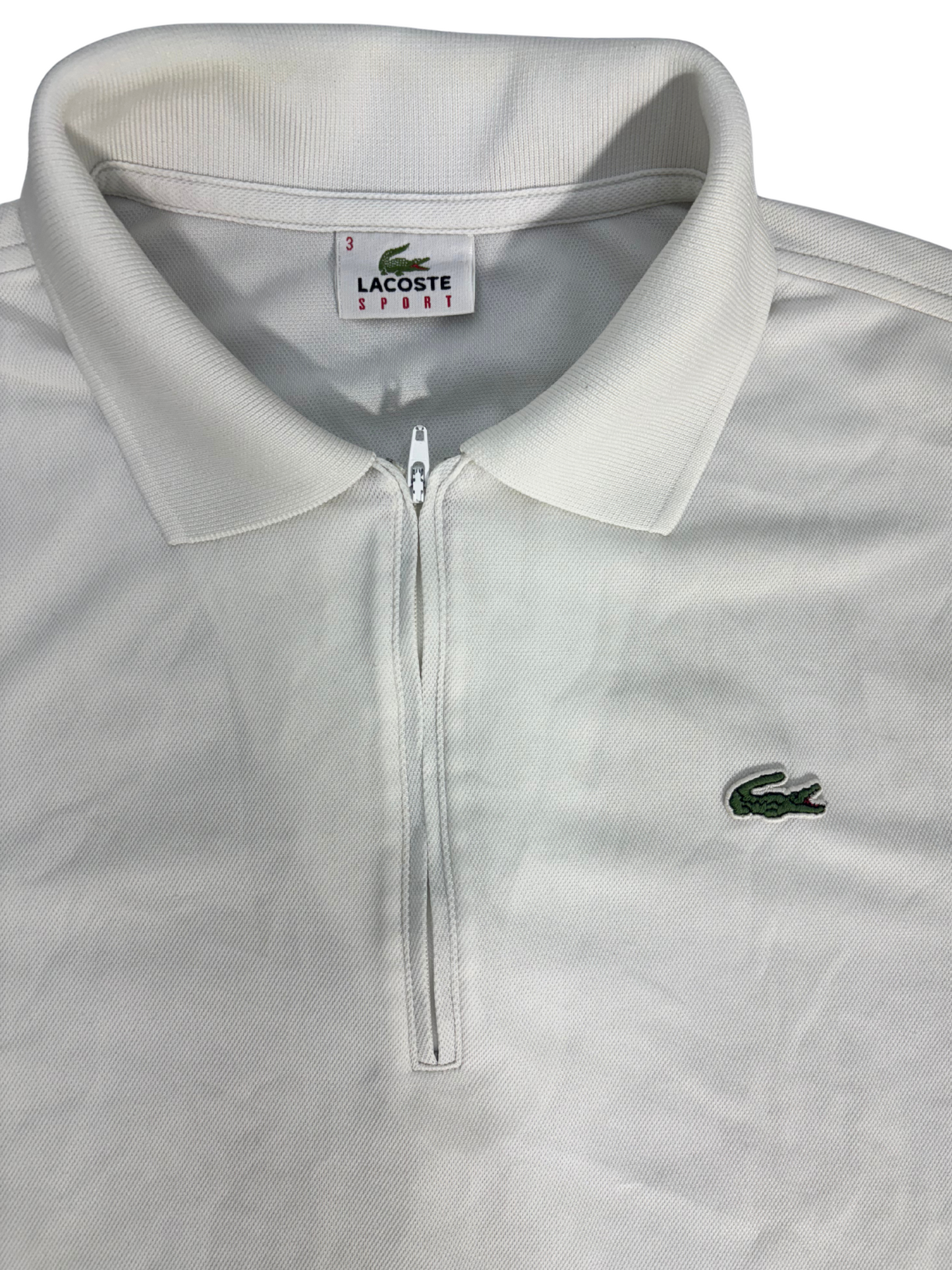 Lacoste Sport Classic Zip White Polo - S