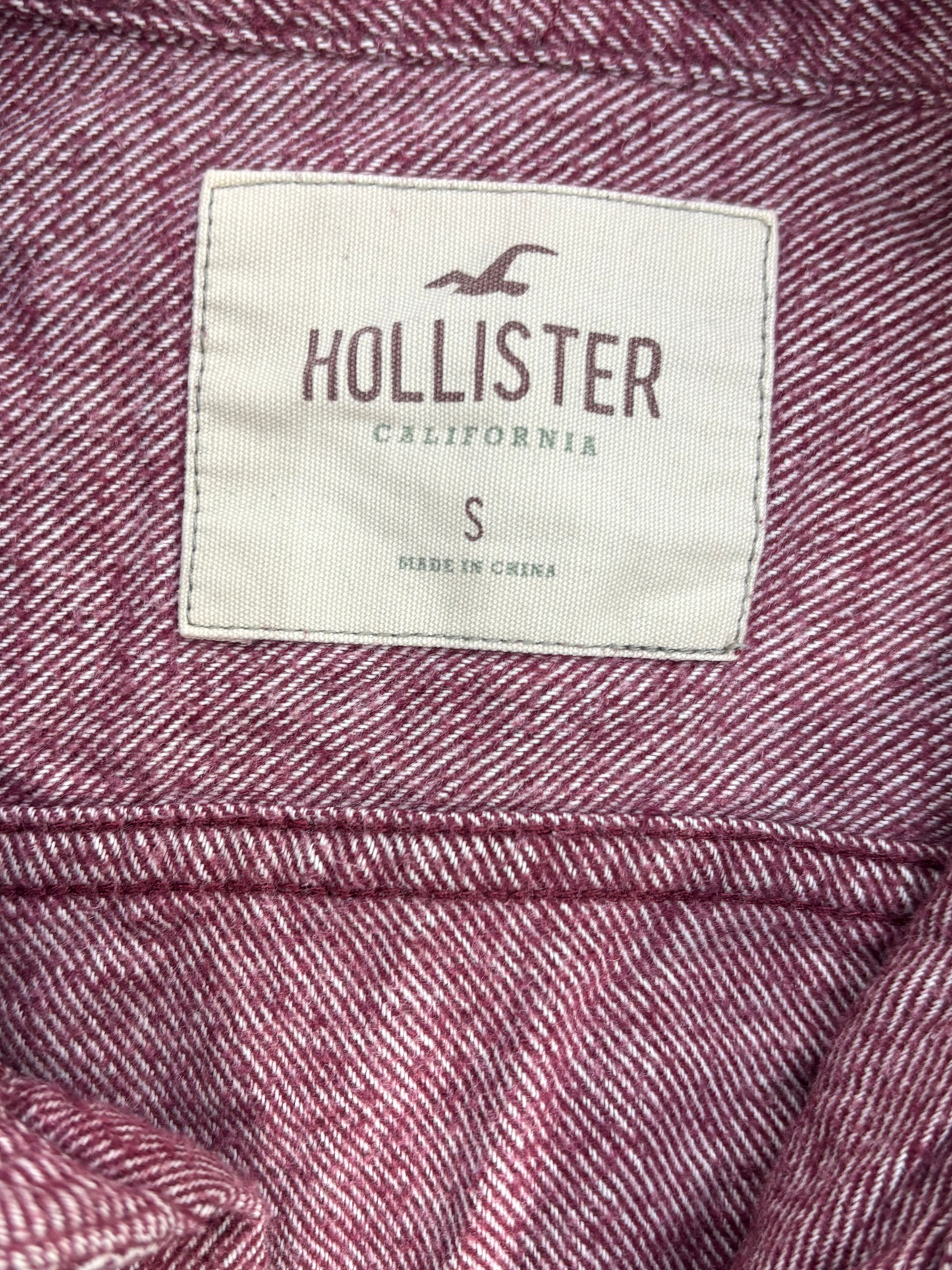 Hollister Red Button-Up Shirt with Contrasting Pocket - S