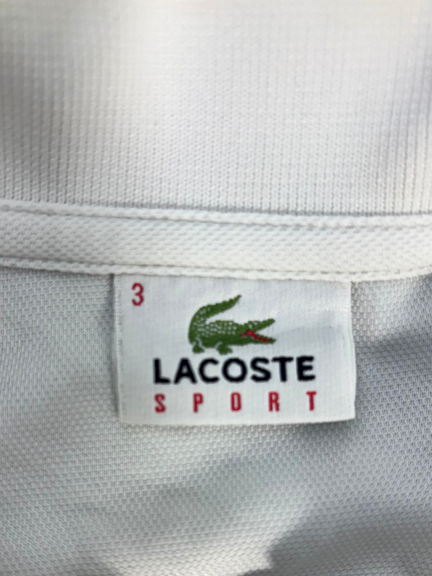 Lacoste Sport Classic Zip White Polo - S