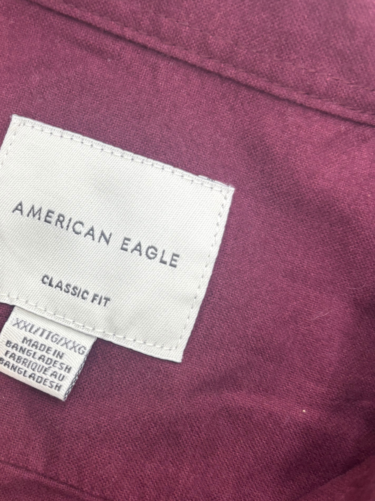 American Eagle Maroon Button-Down Shirt – Classic Fit - XXL