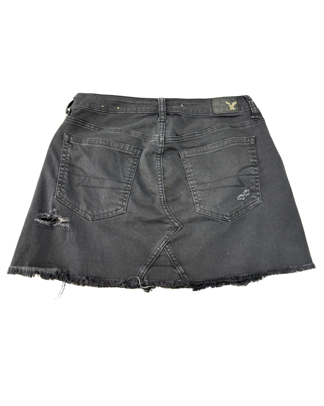 American Eagle Black Distressed Denim Skirt - M