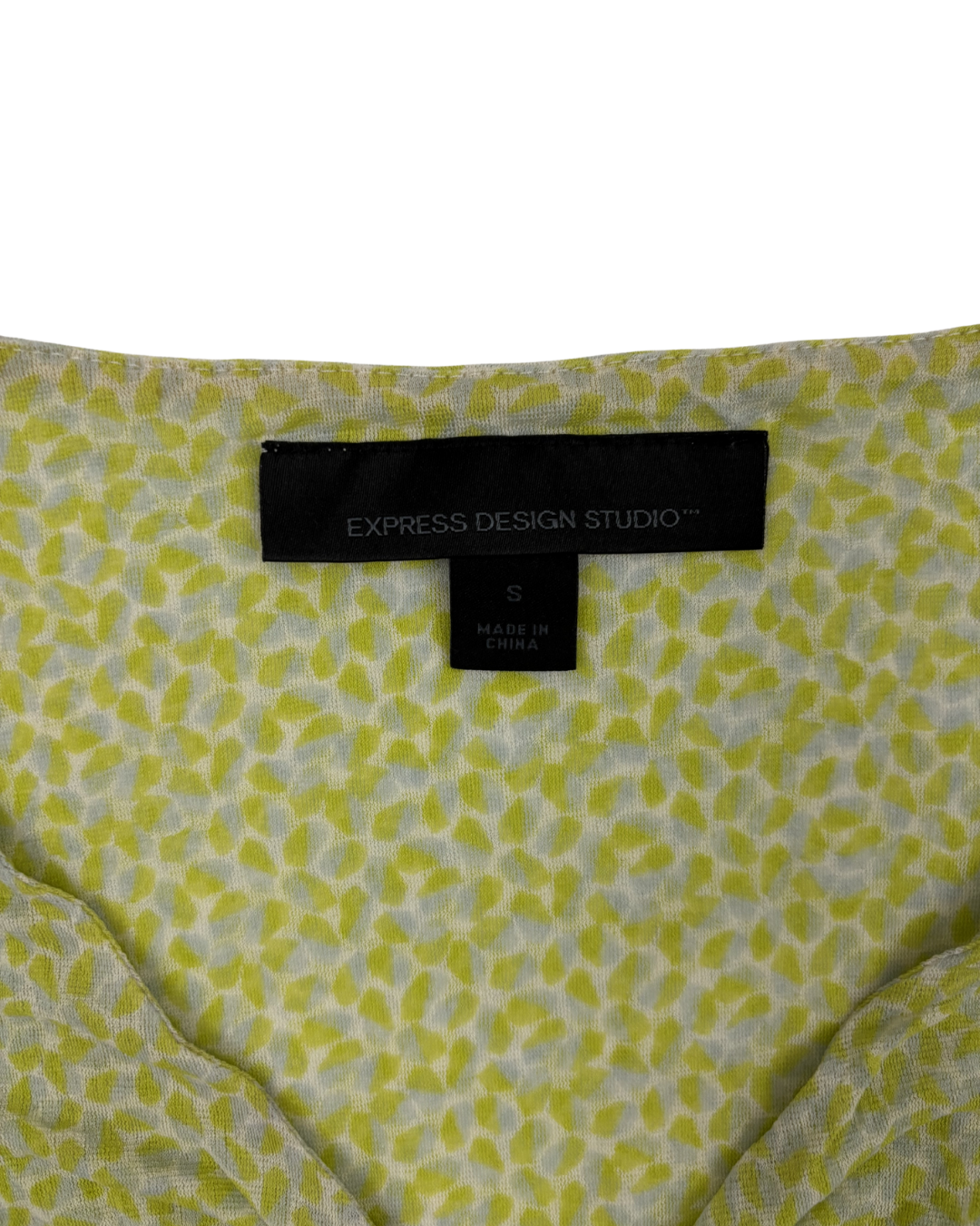 Express Design Studio Green Abstract Print Tie-Front Blouse - XXS