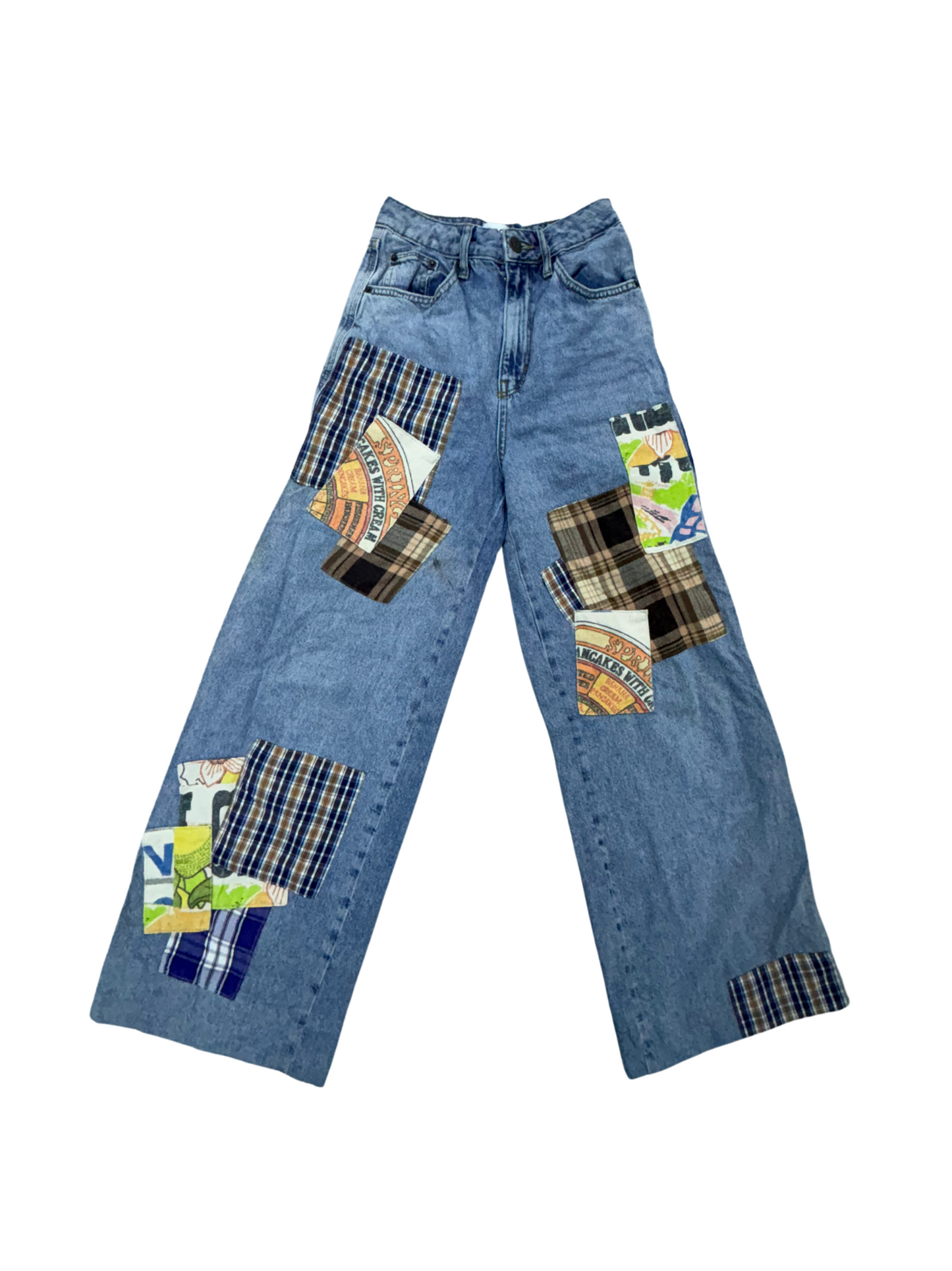 Wide Leg Multi Patch Jeans - XS | Waist 24