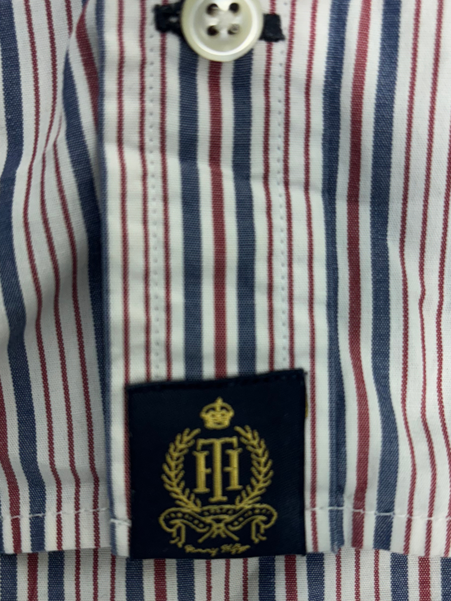 Tommy Hilfiger Red & Blue Striped Button-Down Shirt- L
