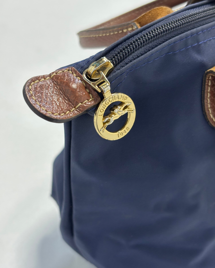 Longchamp Le Pliage Original Medium Navy Blue Top Handle Handbag