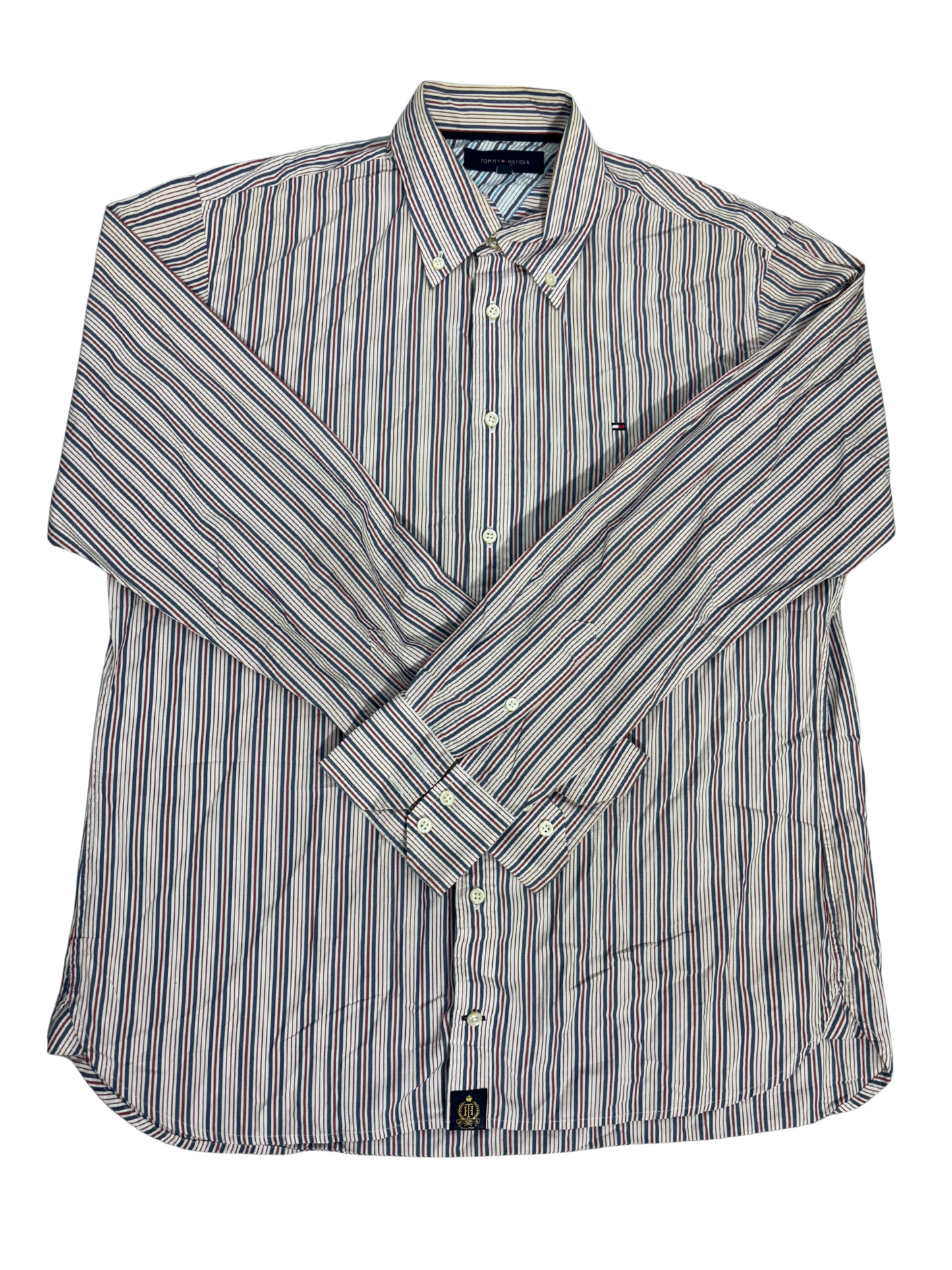 Tommy Hilfiger Red & Blue Striped Button-Down Shirt- L