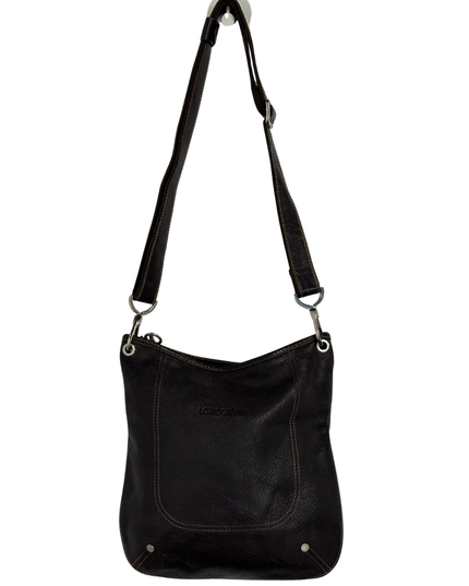 Longchamp Contrast Stitch Black Leather Crossbody Bag