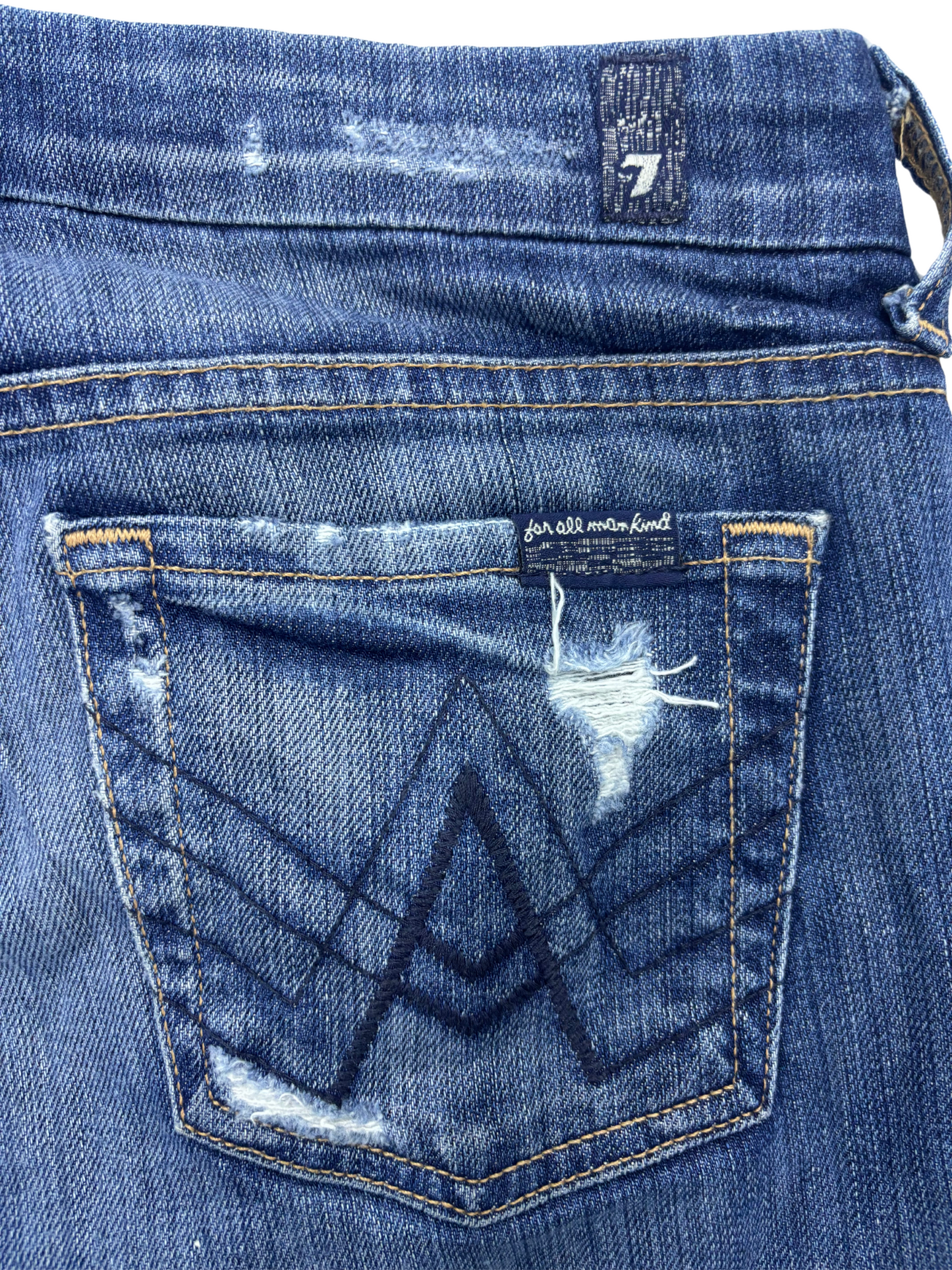 7 For All Mankind - Distress Flared Jeans - L | Waist: 30