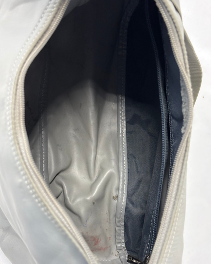 Longchamp Dove Gray Logo Webbing Adjustable Strap Slouchy Hobo Bag