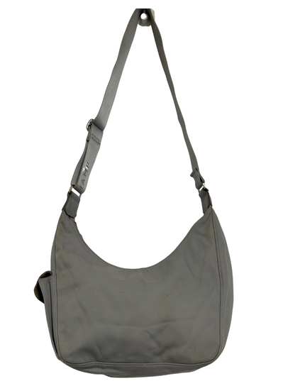 Longchamp Dove Gray Logo Webbing Adjustable Strap Slouchy Hobo Bag