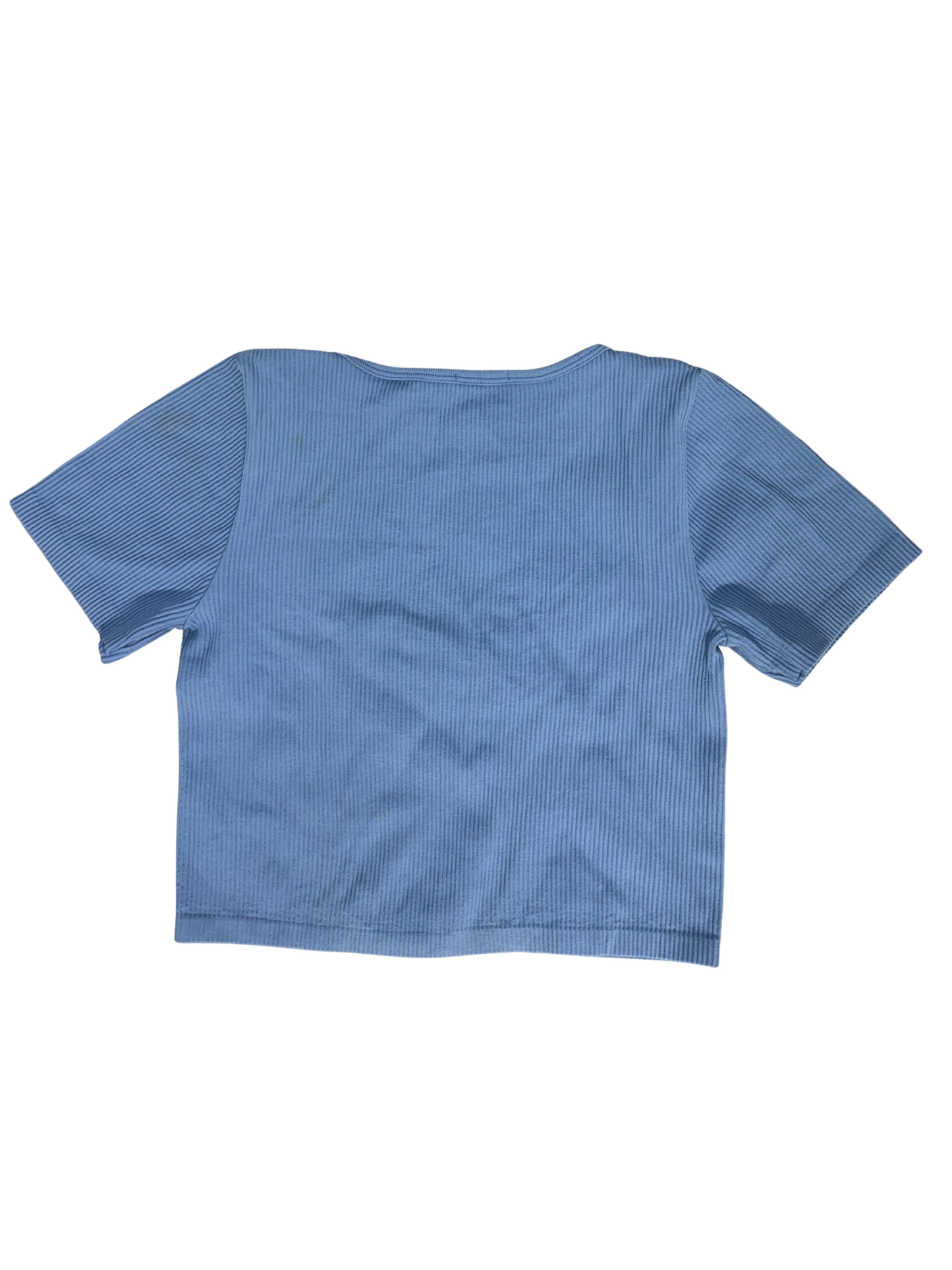 Stradivarius Ribbed Scoop Neck Crop Top Blue - XS
