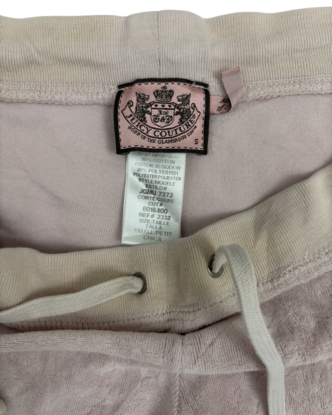 Juicy Couture Velour Monogram Logo Beige Tracksuit Pants - L | Waist: 30"