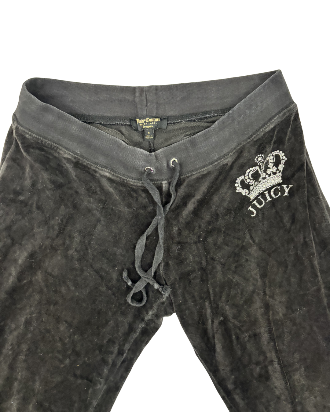 Juicy Couture Black Label Velour Rhinestone Crown Tracksuit Pants - S | Waist: 26"