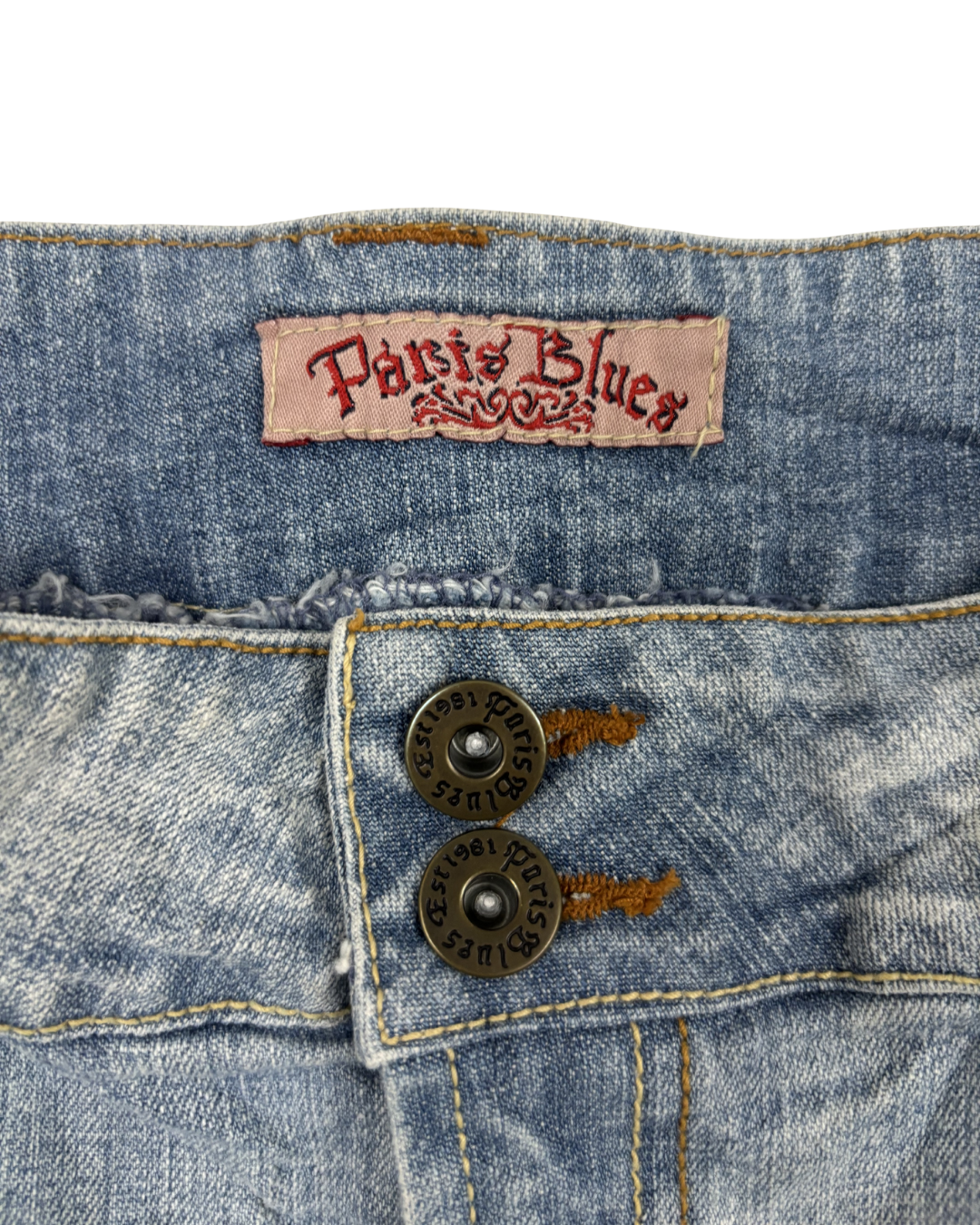 Paris Blues Light Wash Denim with Double Button Mini Skirt - L | Waist: 30"