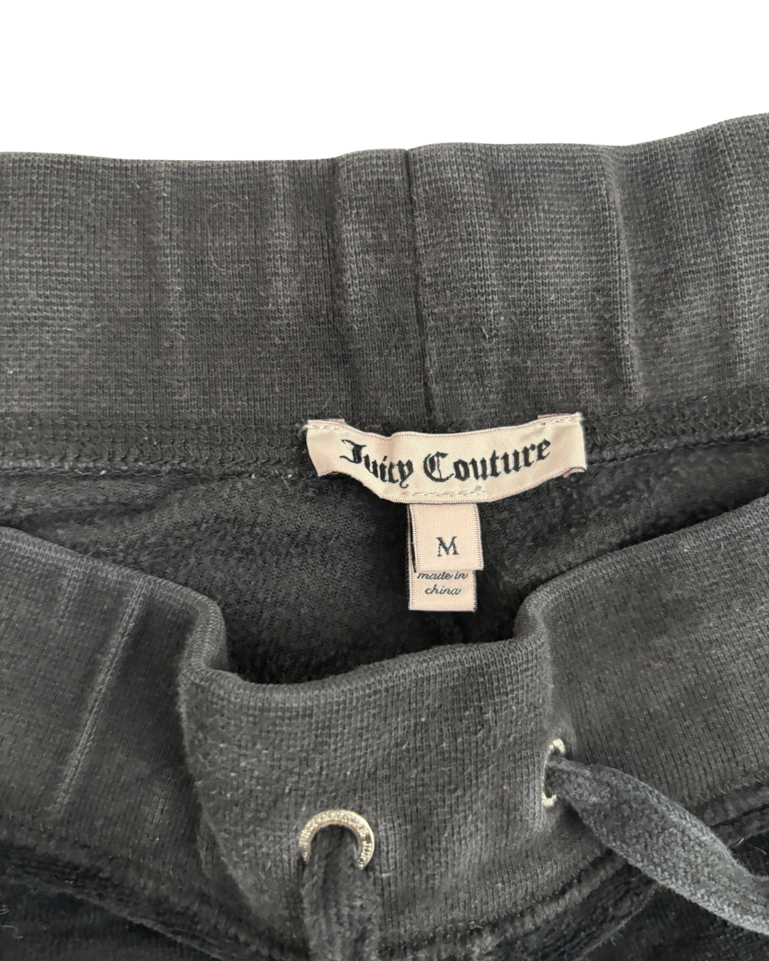 Juicy Couture Velour Rhinestone Crown Black Tracksuit Pants - L | Waist: 30"