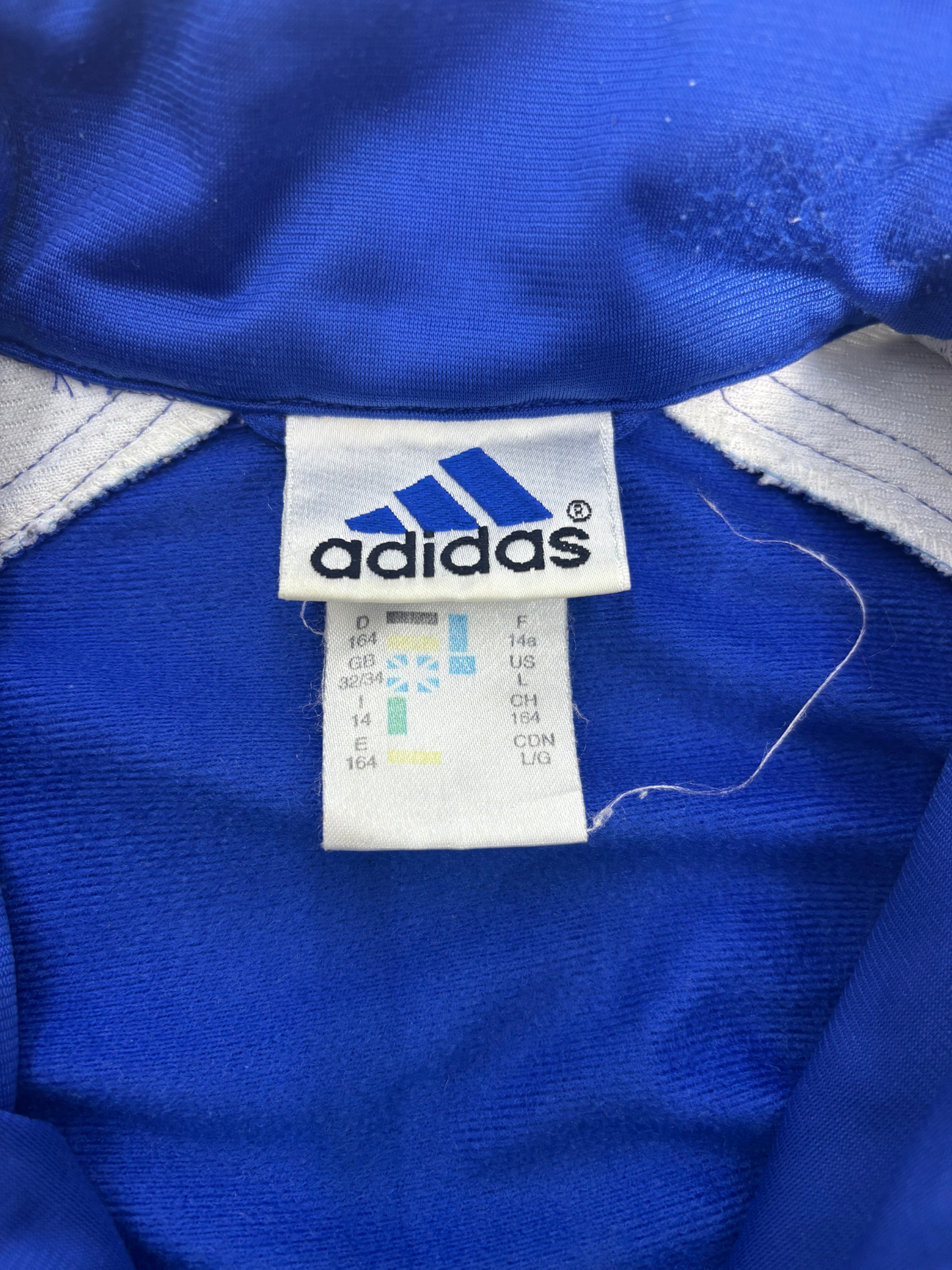 Vintage Adidas Tearaway Track Jacket – Royal Blue & White – Snap-Off Sleeves - S