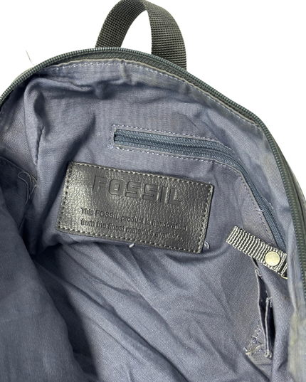 Fossil Black Nylon Silver Metal Logo & Utility Webbing Straps Bowler Bag