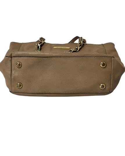 Michael Kors Taupe Leather Gold Chain Detail & Triple Compartment Tote Bag