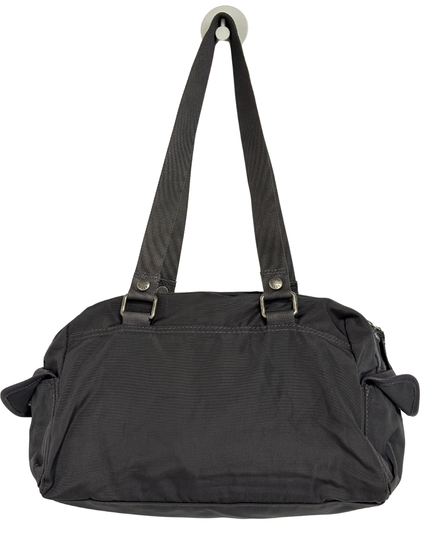 Fossil Black Nylon Silver Metal Logo & Utility Webbing Straps Bowler Bag