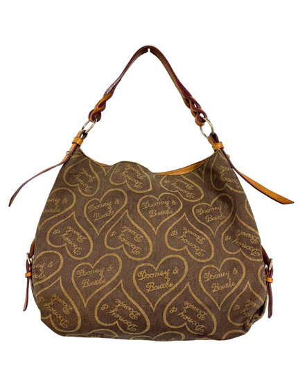 Dooney & Bourke Vintage Signature Red Lining Y2K Heart Canvas Hobo Bag