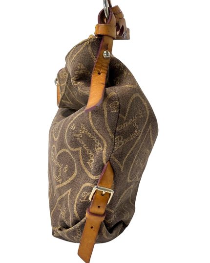 Dooney & Bourke Vintage Signature Red Lining Y2K Heart Canvas Hobo Bag