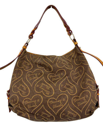 Dooney & Bourke Vintage Signature Red Lining Y2K Heart Canvas Hobo Bag