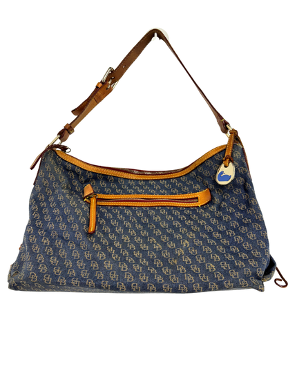 Dooney & Bourke Y2K Vachetta Leather Trim & Duck Fob Monogram Hobo Bag