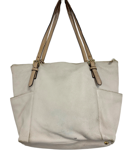 Michael Kors Pebbled Leather Contrast Tan Straps & Gold Charm Tote Bag