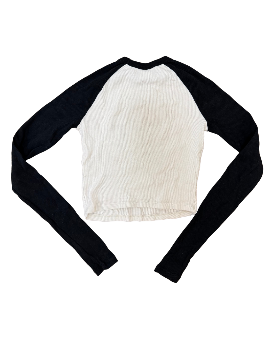 Bershka Black&White Full Sleeve Crop Top - XS