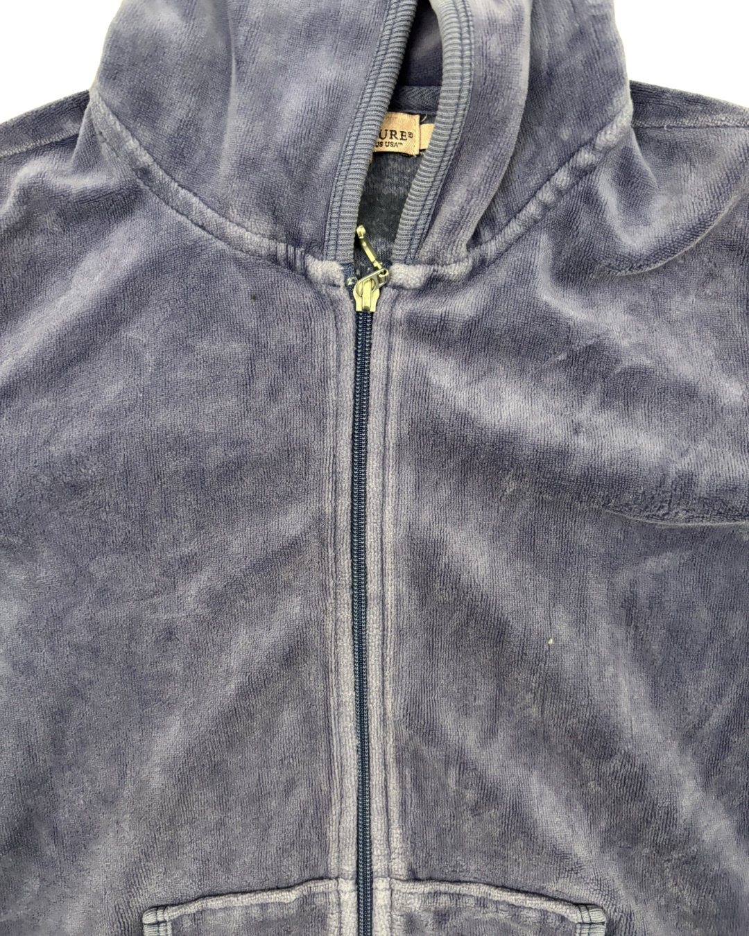 Juicy Couture Faded Navy Velour "Live For Juicy" Graphic Hoodie - XXS