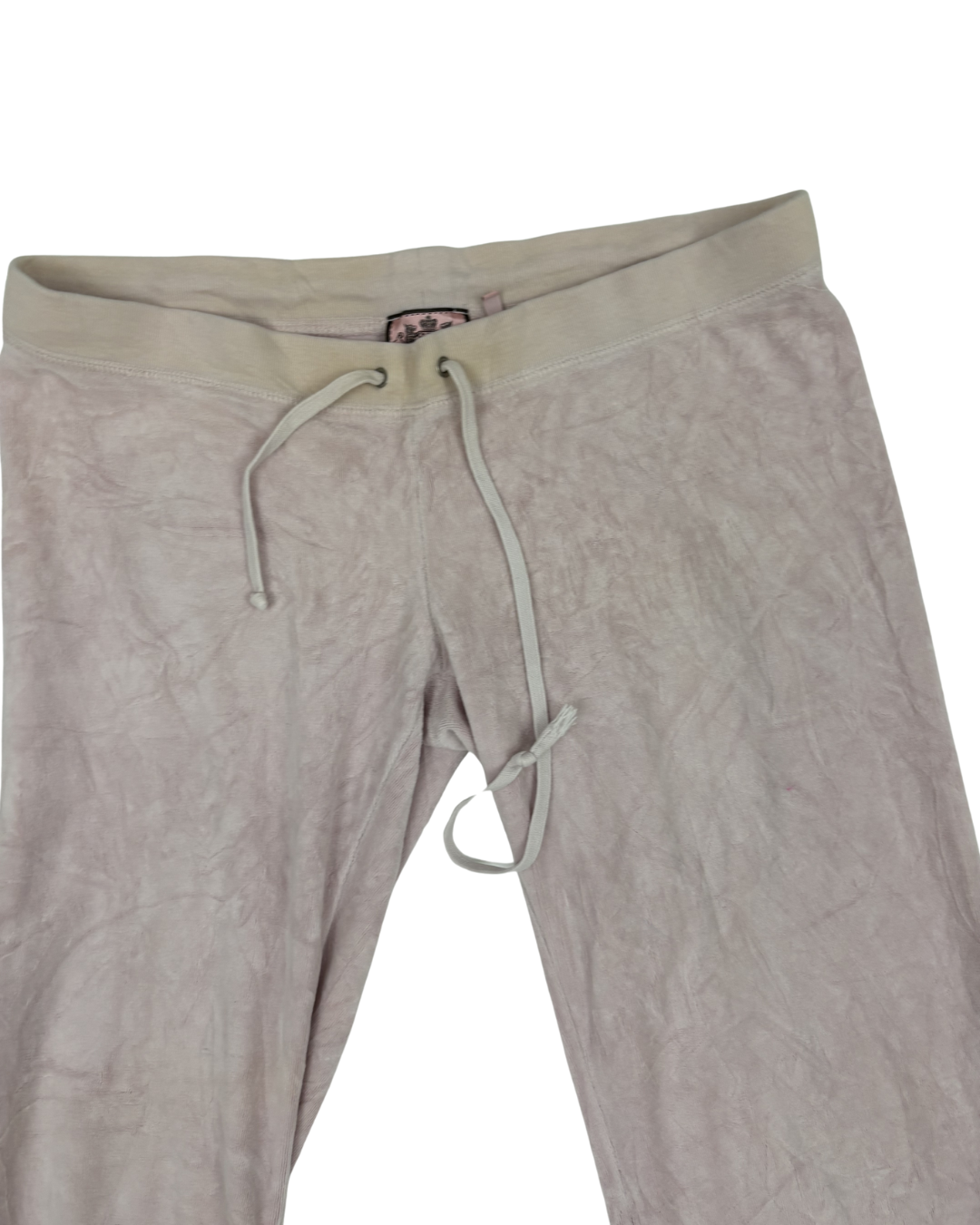 Juicy Couture Velour Monogram Logo Beige Tracksuit Pants - L | Waist: 30"