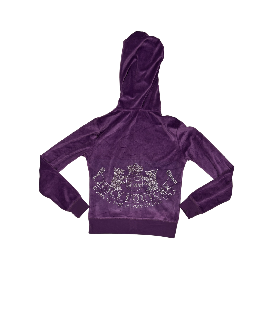 Juicy Couture Purple Velour Crest Zip-Up Hoodie - XS