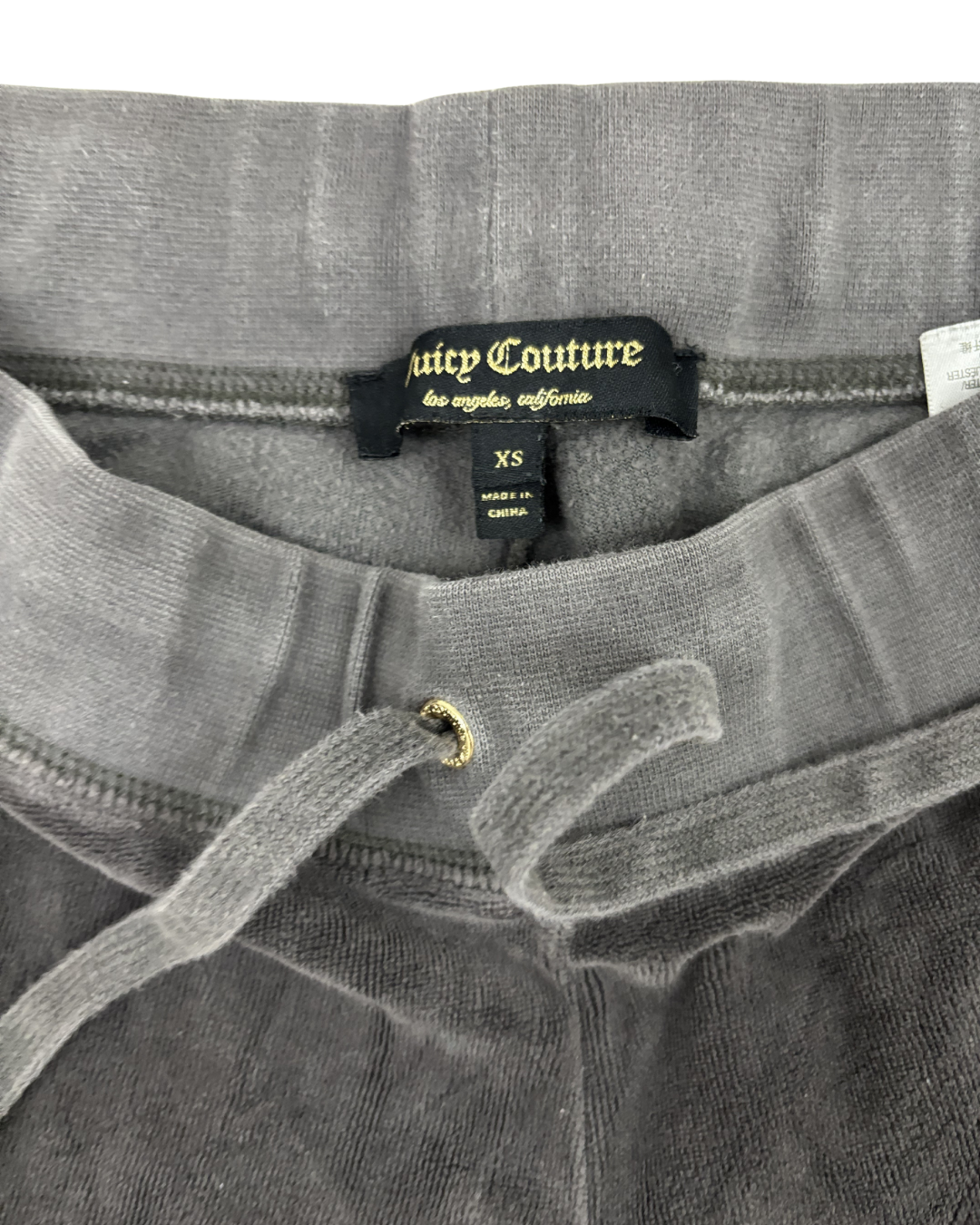 Juicy Couture Grey Velour Pink Crest Logo Tracksuit Pants - XS | Waist: 22"