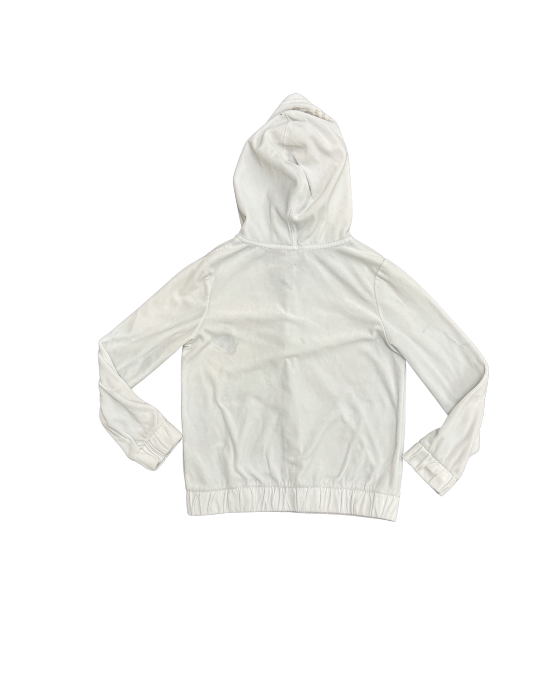 Juicy Couture Kids White Velour Zip-Up Hoodie with Gold JC Logo - S