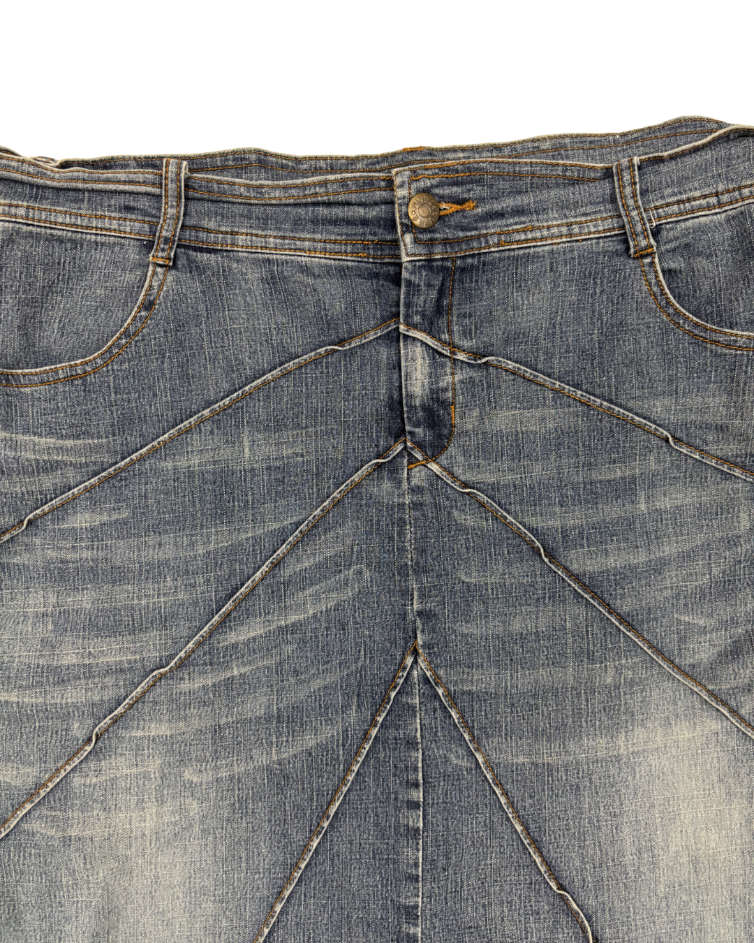 Supre Medium Wash Panelled Denim Mini Skirt - XL | Waist: 34"