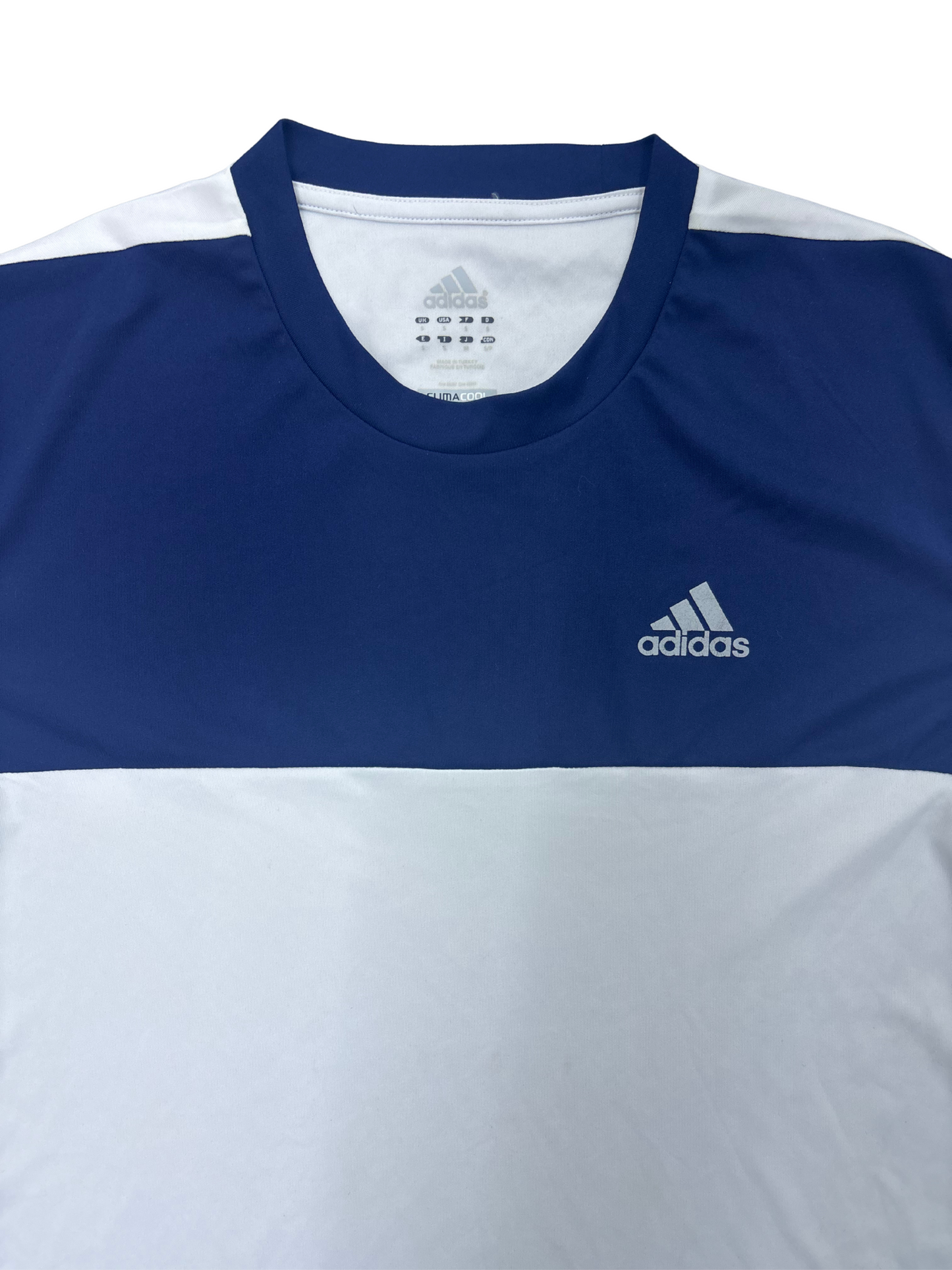 Adidas White & Navy Colorblock Sports Tee - S