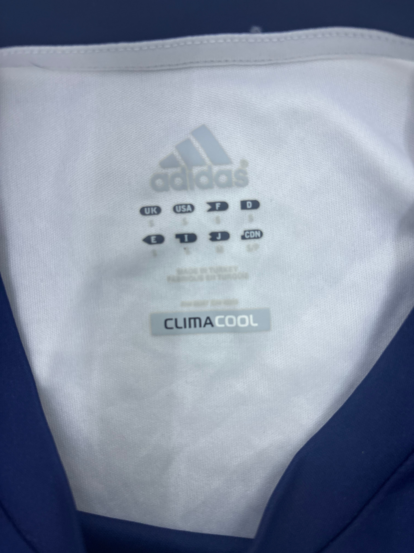 Adidas White & Navy Colorblock Sports Tee - S