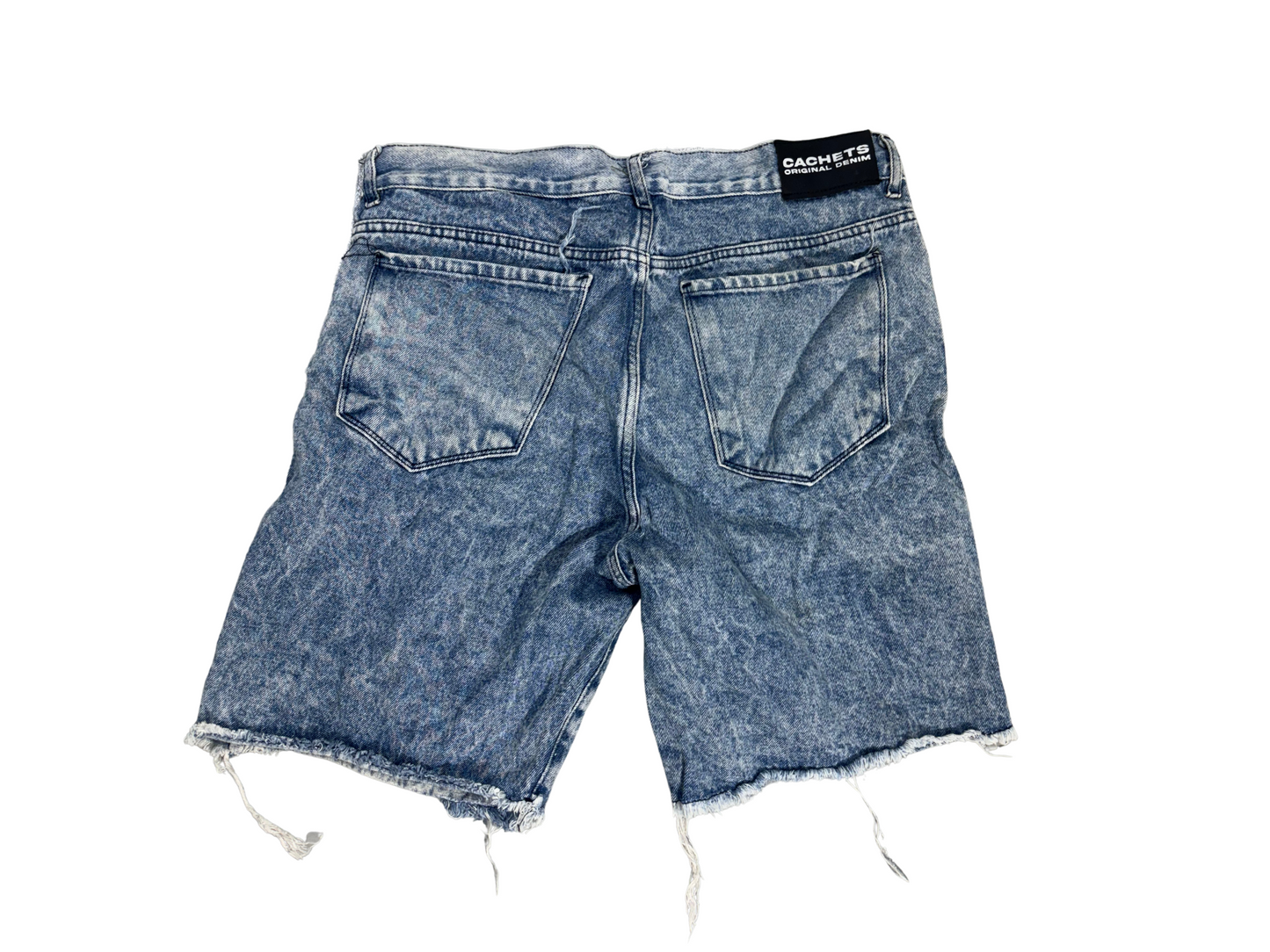 Distressed Denim Shorts with Raw Hems – Acid Wash Blue - XXL
