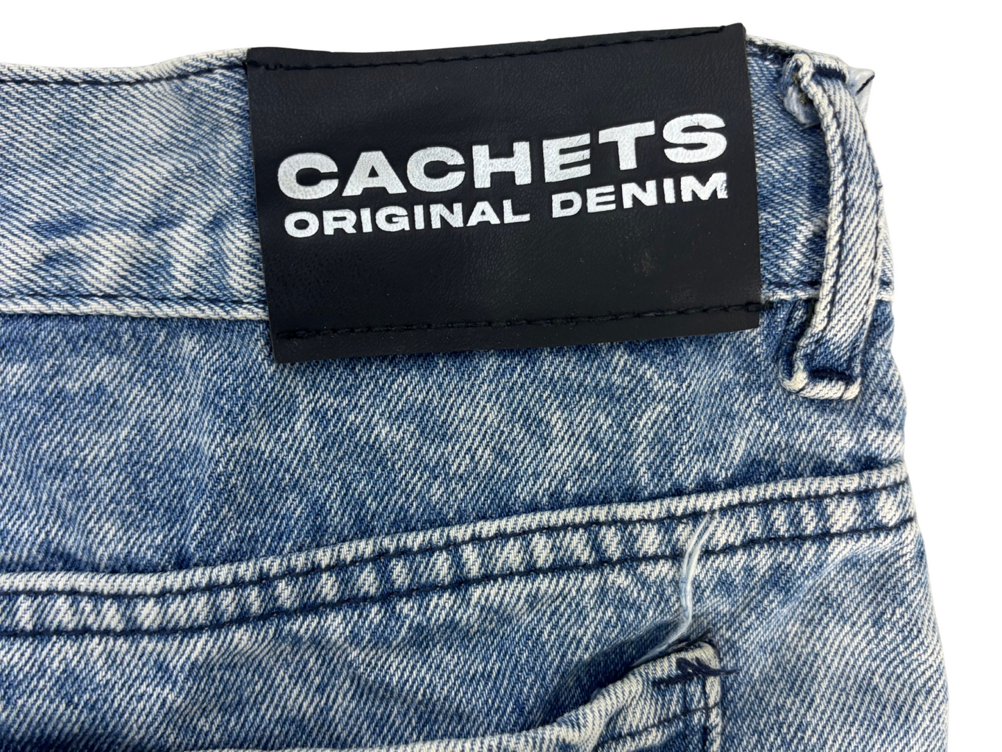 Distressed Denim Shorts with Raw Hems – Acid Wash Blue - XXL